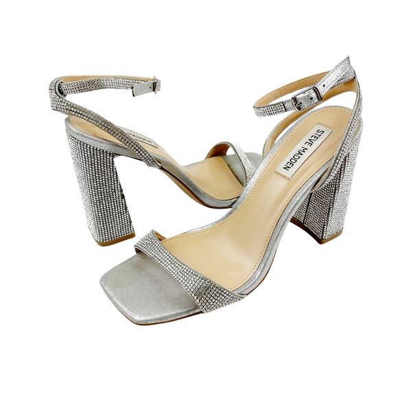 Steve Madden Silver Glitter Heels - Picture 2 of 11